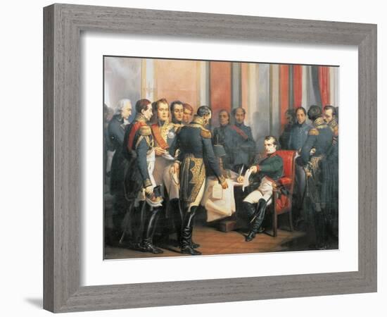 Napoleon Signing His Abdication at Fontainebleau, April 4, 1814-Francois Clouet-Framed Giclee Print