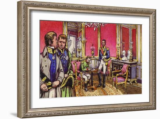 Napoleon Signs the Articles of Abdication at the Palace of Fontainbleau-null-Framed Giclee Print