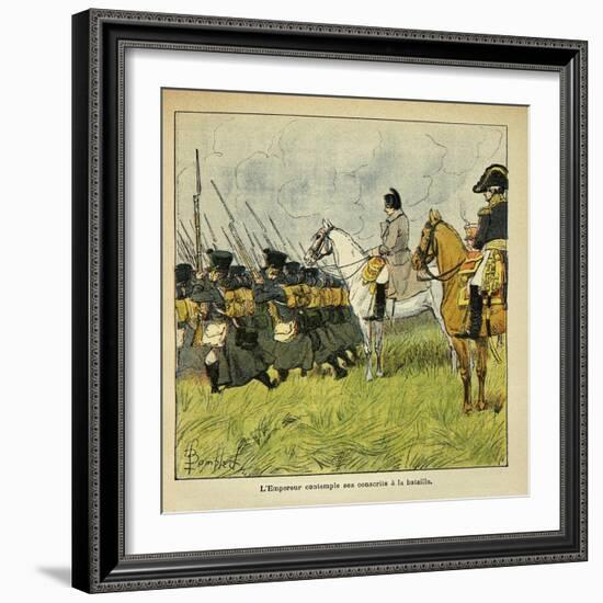 Napoleonic Wars, Emperor Napoleon Observes His Conscripts During a Battle-Louis Bombled-Framed Art Print