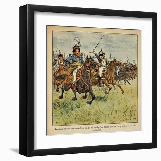 Napoleonic Wars, Joachim Murat Charging at the Head of His Cavalry-Louis Bombled-Framed Art Print