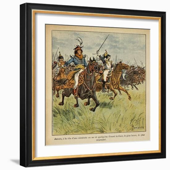 Napoleonic Wars, Joachim Murat Charging at the Head of His Cavalry-Louis Bombled-Framed Art Print