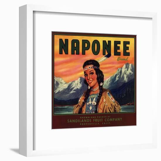 Naponee Brand - Porterville, California - Citrus Crate Label-Lantern Press-Framed Art Print