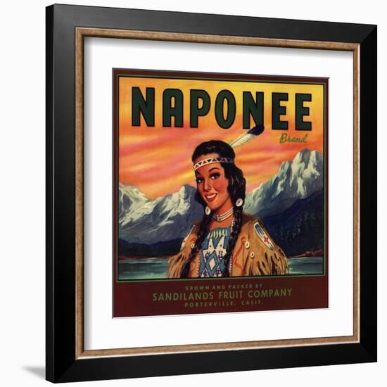 Naponee Brand - Porterville, California - Citrus Crate Label-Lantern Press-Framed Art Print