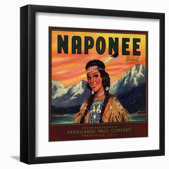 Naponee Brand - Porterville, California - Citrus Crate Label-Lantern Press-Framed Art Print