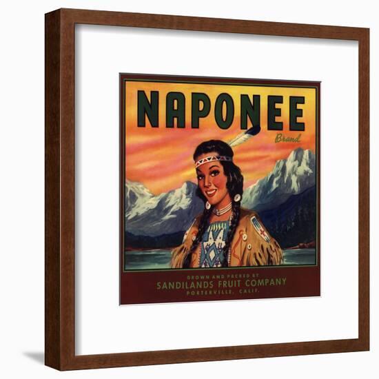 Naponee Brand - Porterville, California - Citrus Crate Label-Lantern Press-Framed Art Print