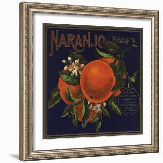 Naranjo Brand - Naranjo, California - Citrus Crate Label-Lantern Press-Framed Art Print