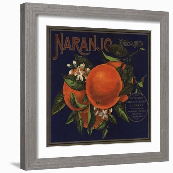 Naranjo Brand - Naranjo, California - Citrus Crate Label-Lantern Press-Framed Art Print