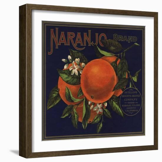 Naranjo Brand - Naranjo, California - Citrus Crate Label-Lantern Press-Framed Art Print
