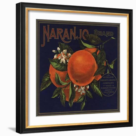 Naranjo Brand - Naranjo, California - Citrus Crate Label-Lantern Press-Framed Art Print