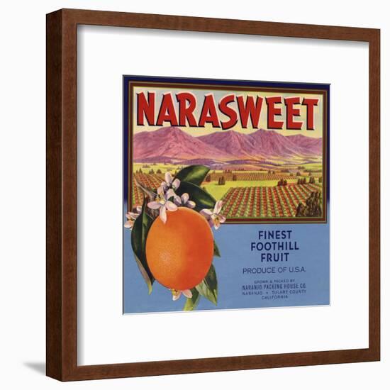 Narasweet Brand - Naranjo, California - Citrus Crate Label-Lantern Press-Framed Art Print