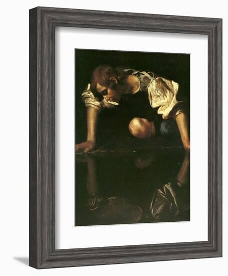 Narcissus, 1598-1599-Caravaggio-Framed Giclee Print