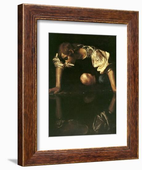 Narcissus, 1598-1599-Caravaggio-Framed Giclee Print