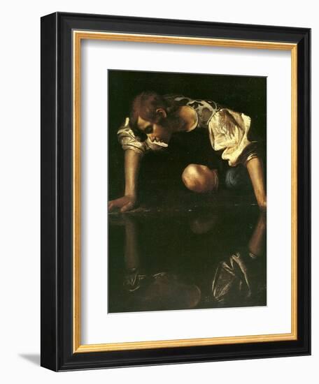 Narcissus, 1598-1599-Caravaggio-Framed Giclee Print