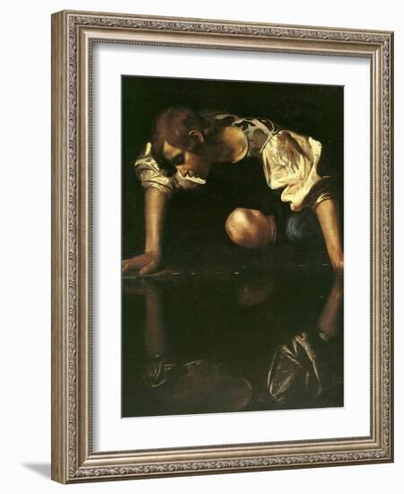 Narcissus, 1598-1599-Caravaggio-Framed Giclee Print