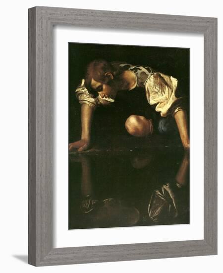 Narcissus, 1598-1599-Caravaggio-Framed Giclee Print