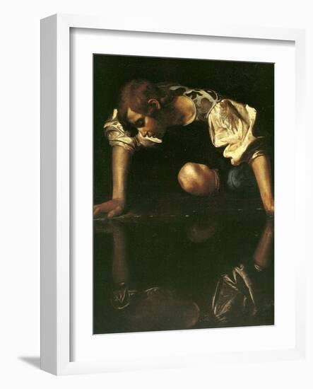 Narcissus, 1598-1599-Caravaggio-Framed Giclee Print