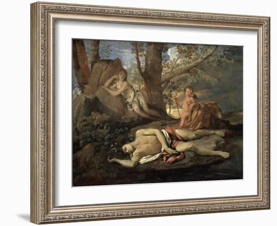 Narcissus and Echo-Nicolas Poussin-Framed Giclee Print