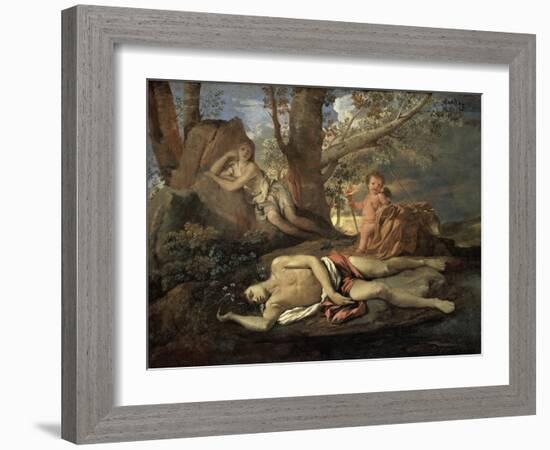 Narcissus and Echo-Nicolas Poussin-Framed Giclee Print