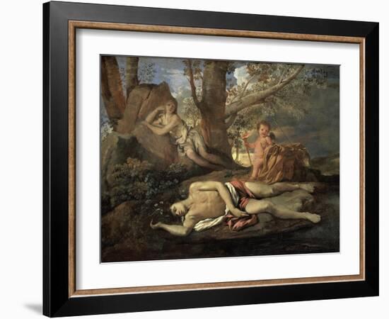 Narcissus and Echo-Nicolas Poussin-Framed Giclee Print