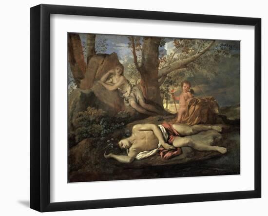 Narcissus and Echo-Nicolas Poussin-Framed Giclee Print