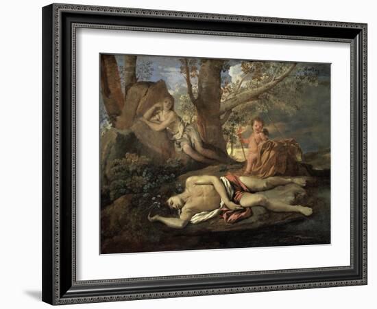 Narcissus and Echo-Nicolas Poussin-Framed Giclee Print