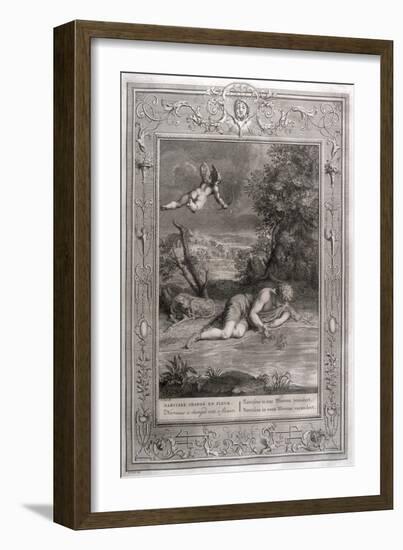 Narcissus Falls in Love with His Own Reflection-Bernard Picart-Framed Art Print