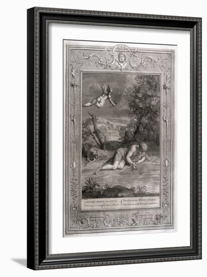 Narcissus Falls in Love with His Own Reflection-Bernard Picart-Framed Art Print