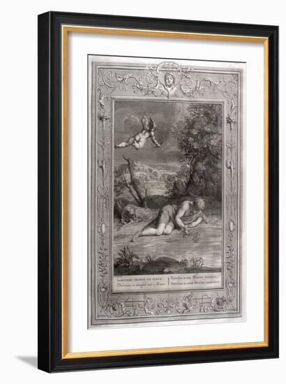 Narcissus Falls in Love with His Own Reflection-Bernard Picart-Framed Art Print