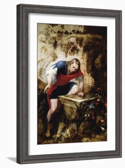 Narcissus Looking at His Reflection in a Fountain-Jan Roos-Framed Giclee Print