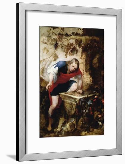 Narcissus Looking at His Reflection in a Fountain-Jan Roos-Framed Giclee Print