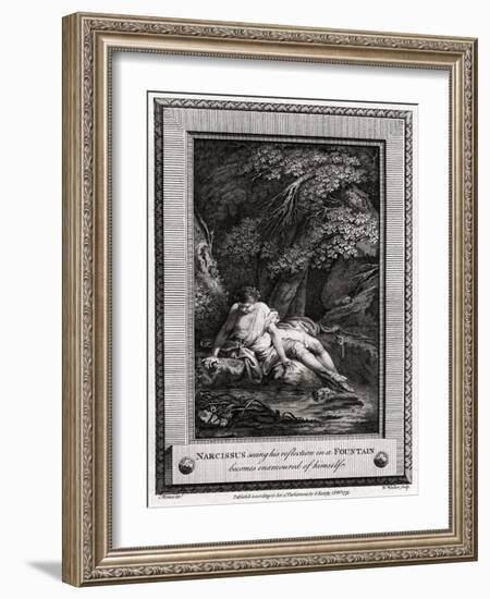 Narcissus Seeing His Reflection in a Fountain Becomes Enamourd of Himself, 1775-W Walker-Framed Giclee Print