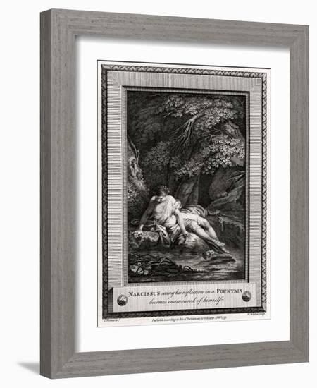 Narcissus Seeing His Reflection in a Fountain Becomes Enamourd of Himself, 1775-W Walker-Framed Giclee Print