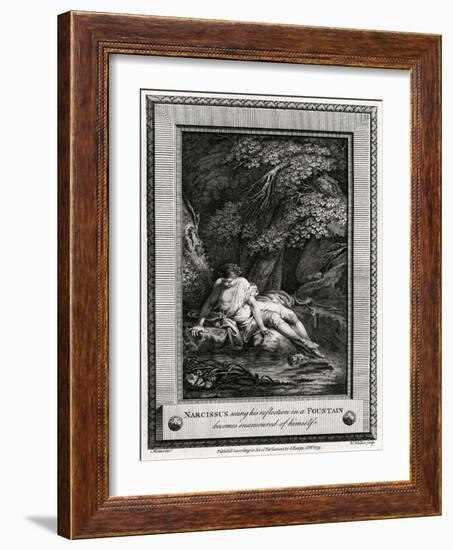 Narcissus Seeing His Reflection in a Fountain Becomes Enamourd of Himself, 1775-W Walker-Framed Giclee Print