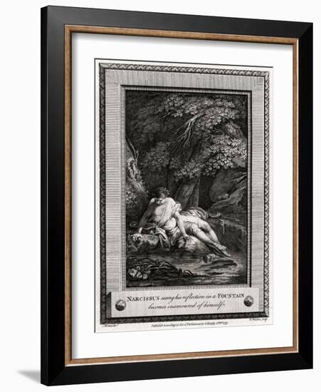 Narcissus Seeing His Reflection in a Fountain Becomes Enamourd of Himself, 1775-W Walker-Framed Giclee Print