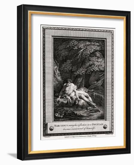 Narcissus Seeing His Reflection in a Fountain Becomes Enamourd of Himself, 1775-W Walker-Framed Giclee Print