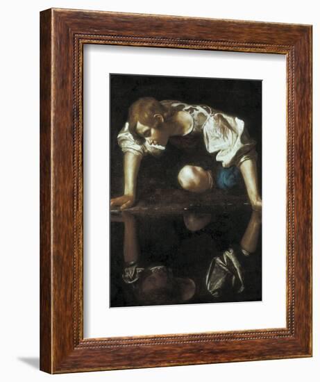 Narcissus-Caravaggio-Framed Art Print