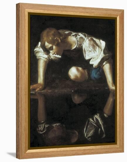 Narcissus-Caravaggio-Framed Stretched Canvas