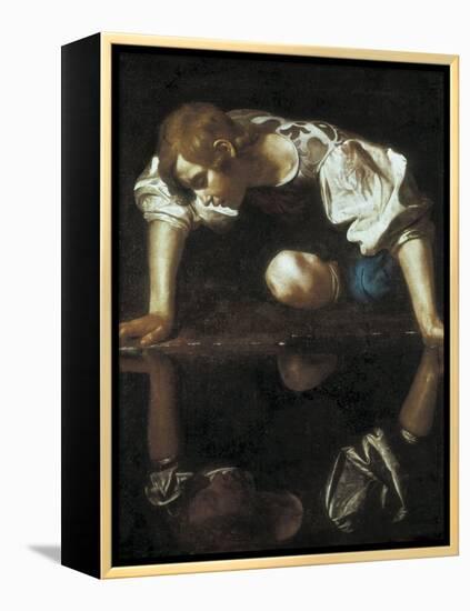 Narcissus-Caravaggio-Framed Stretched Canvas