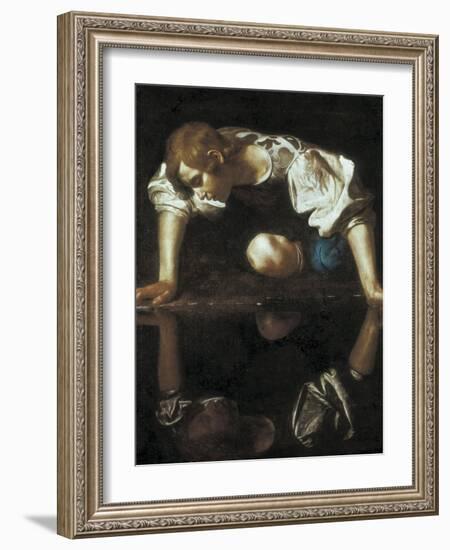 Narcissus-Caravaggio-Framed Art Print