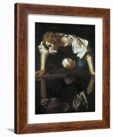 Narcissus-Caravaggio-Framed Art Print