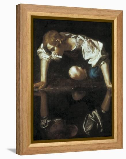 Narcissus-Caravaggio-Framed Stretched Canvas