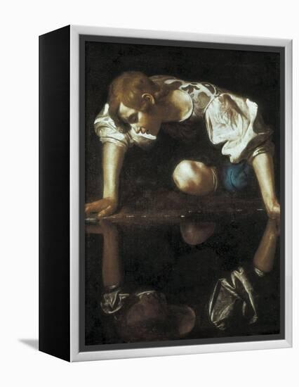 Narcissus-Caravaggio-Framed Stretched Canvas