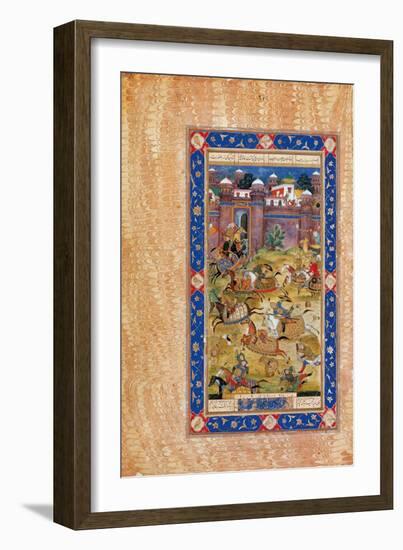 Nariman Kills the Son of the Khaqan of China. from the Garshaspnama Epic by Asadi Tusi-null-Framed Giclee Print