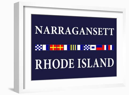Narragansett, Rhode Island - Nautical Flags-Lantern Press-Framed Art Print