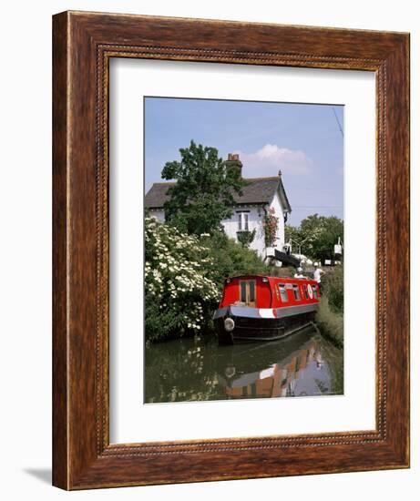 Narrow Boat and Lock, Aylesbury Arm of the Grand Union Canal, Buckinghamshire, England-Philip Craven-Framed Photographic Print