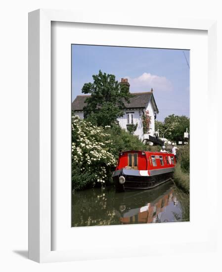 Narrow Boat and Lock, Aylesbury Arm of the Grand Union Canal, Buckinghamshire, England-Philip Craven-Framed Photographic Print