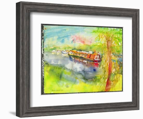 Narrow Boat on the River Lea-Brenda Brin Booker-Framed Giclee Print