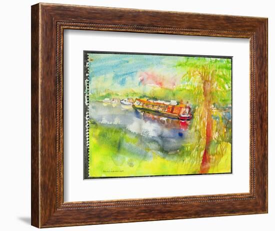 Narrow Boat on the River Lea-Brenda Brin Booker-Framed Giclee Print