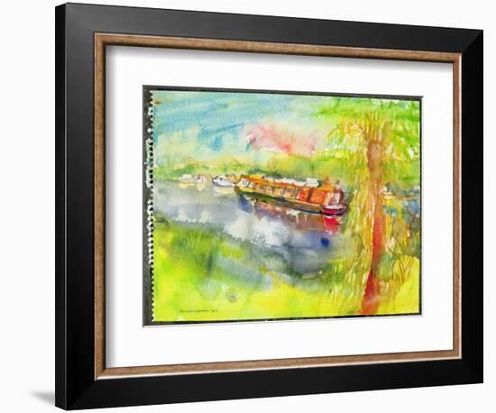 Narrow Boat on the River Lea-Brenda Brin Booker-Framed Giclee Print