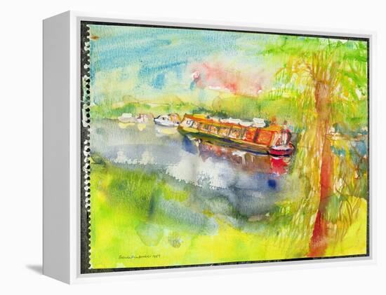 Narrow Boat on the River Lea-Brenda Brin Booker-Framed Premier Image Canvas